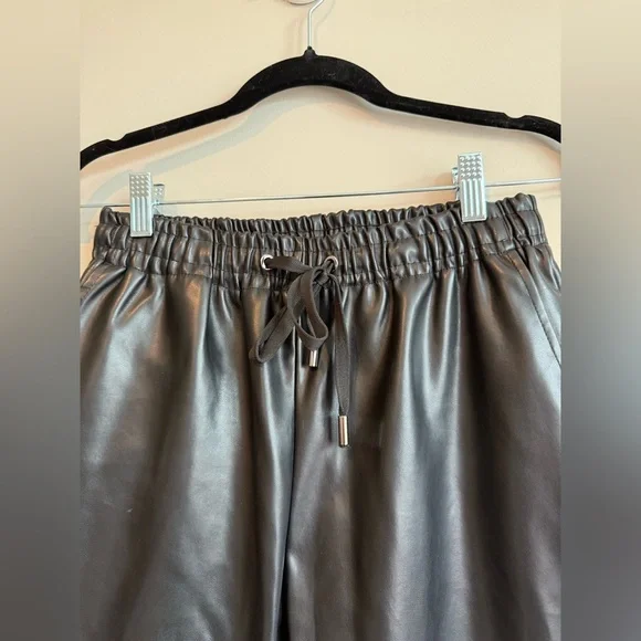 Laundry by Shelli Segal Faux Leather Black Joggers Pants - Picture 6 of 11